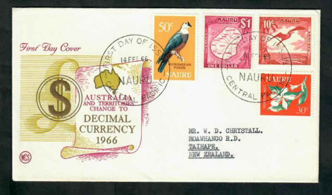 NAURU 1966 Definitives. 4 values on first day cover. Includes the $1 and 50c. - 30583 - FDC image 0