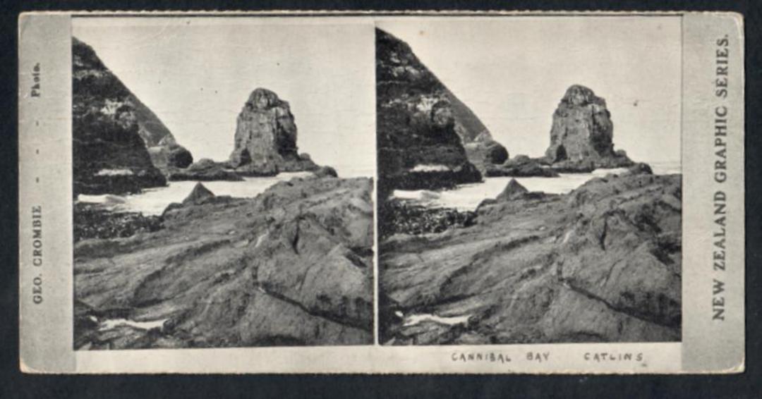 Stereo card New Zealand Graphic series of Cannibal Bay Catlins. - 140111 - Postcard image 0