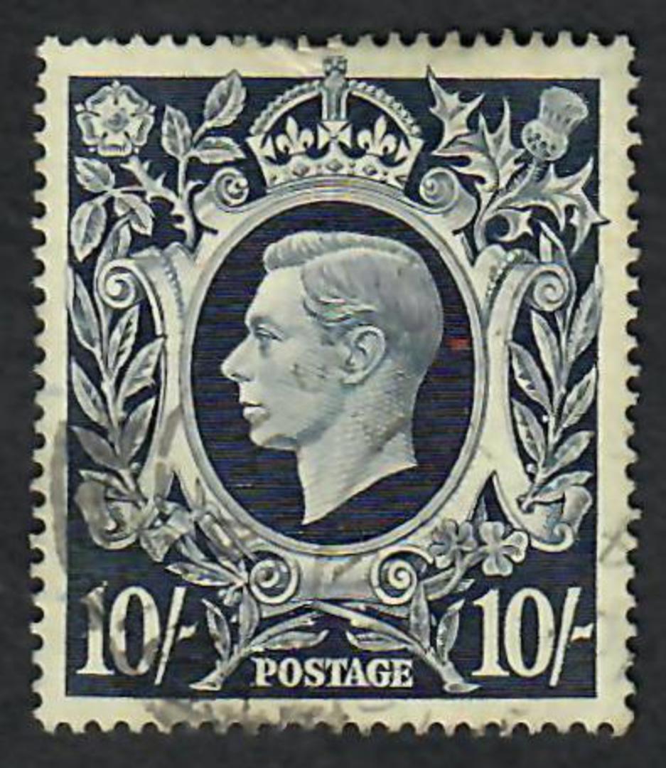 GREAT BRITAIN 1939 George 6th 10/- Dark Blue Light postmark. - 70341 - Used image 0