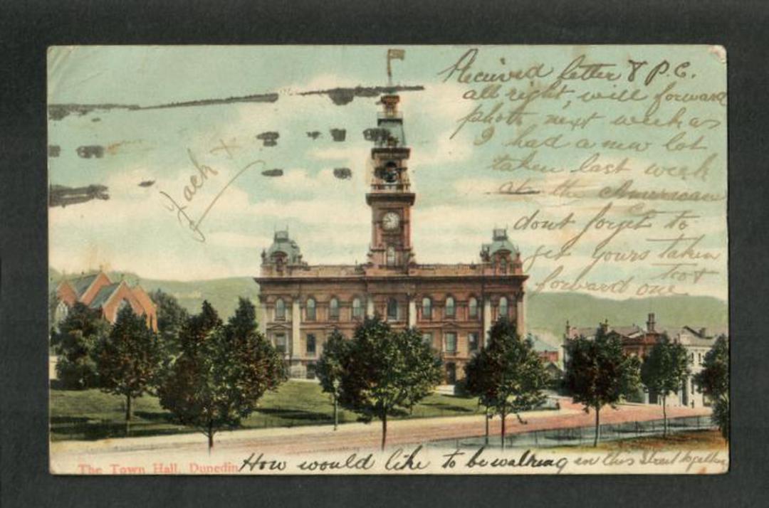 Early Undivided Coloured Postcard of The Town Hall Dunedin. - 49240 - Postcard image 0
