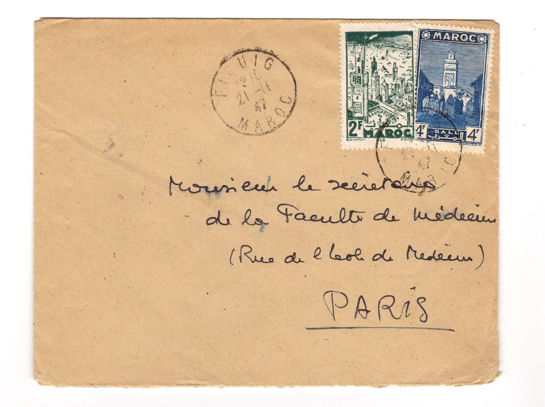 FRENCH MOROCCO 1947 Letter from Figuid to Paris. - 37755 - PostalHist image 0