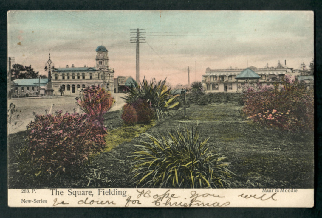 Early Undivided Coloured postcard of The Square Fielding. - 47234 - Postcard image 0
