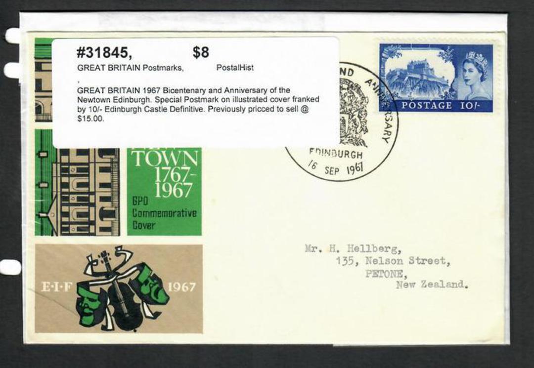 GREAT BRITAIN 1967 Bicentenary and Anniversary of the Newtown Edinburgh. Special Postmark on illustrated cover franked by 10/- E image 0