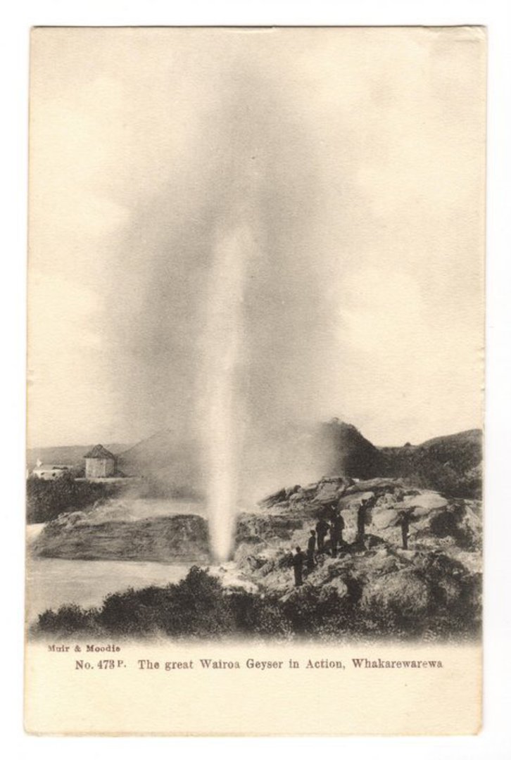 Early Undivided Postcard by Muir & Moodie of  the great Wairoa Geyser in action. - 246050 - Postcard image 0