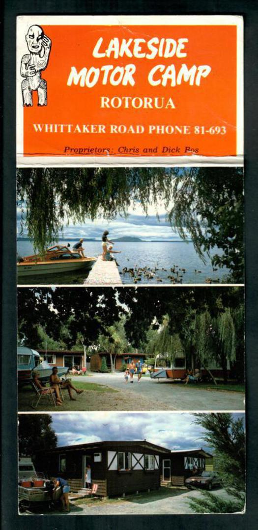 Modern Coloured Advertising Postcard of Lakeside Motor Camp Rotorua. - 445919 - Postcard image 0