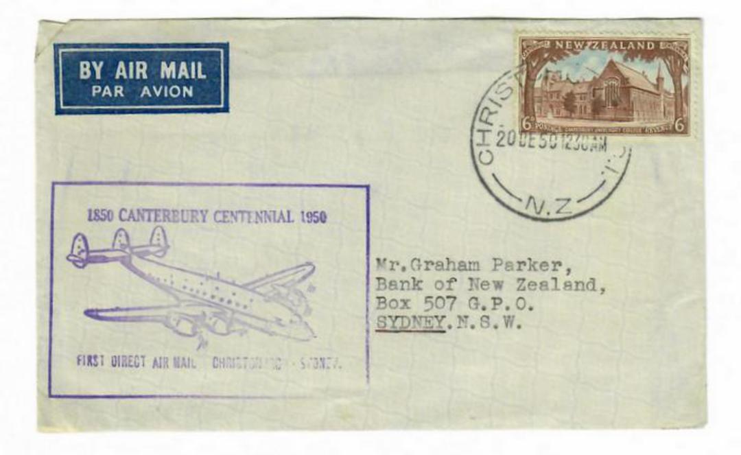 NEW ZEALAND 1950 First Direct Airmail from Christchurch to Sydney. - 30134 - PostalHist image 0