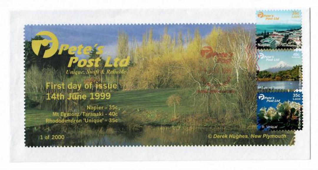 NEW ZEALAND Pete's Post 1999 Definitives issued 14/6/1999. Set of 3 on first day cover. - 130706 - FDC image 0