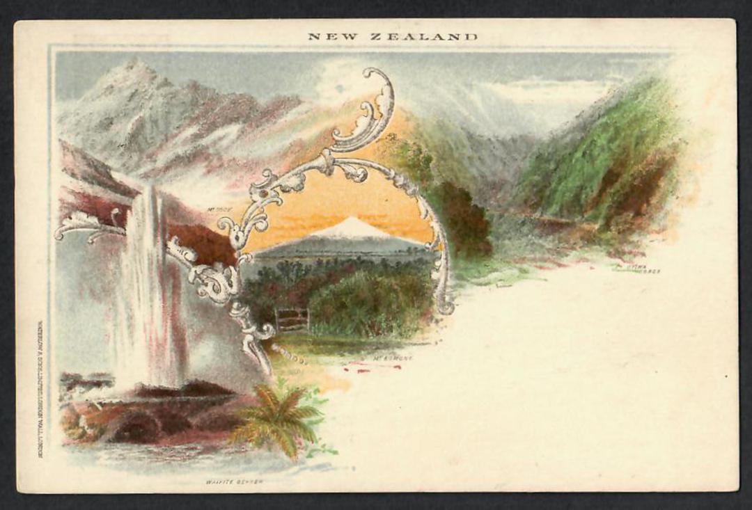 NEW ZEALAND Postal Stationery Victoria 1st Definitive id Brown on coloured postcard by Wayerlow of Waikite Geyser Mount Egmont a image 0