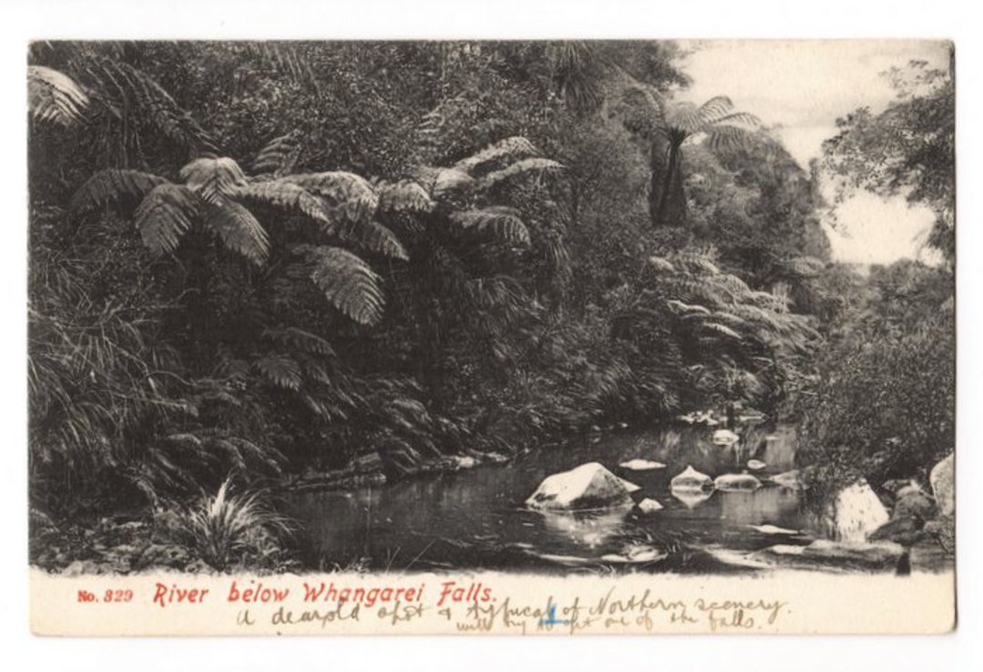 Early Undivided Postcard of River below Whangarei Falls. - 45007 - Postcard image 0