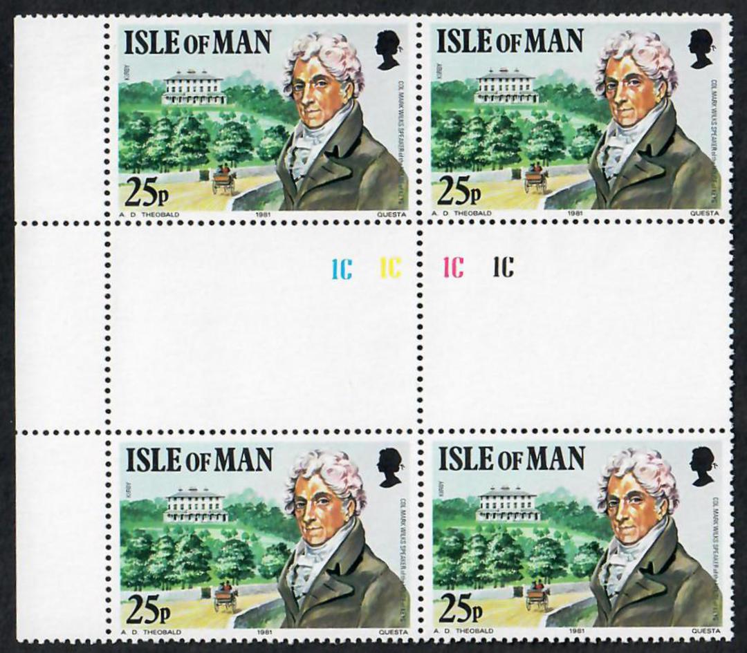 ISLE OF MAN 1981 150th Anniversary of the Death of Colonel Mark Wilks. Block of 4 in Gutter Pairs. (or Set of 4 @ $2). - 23215 - image 3