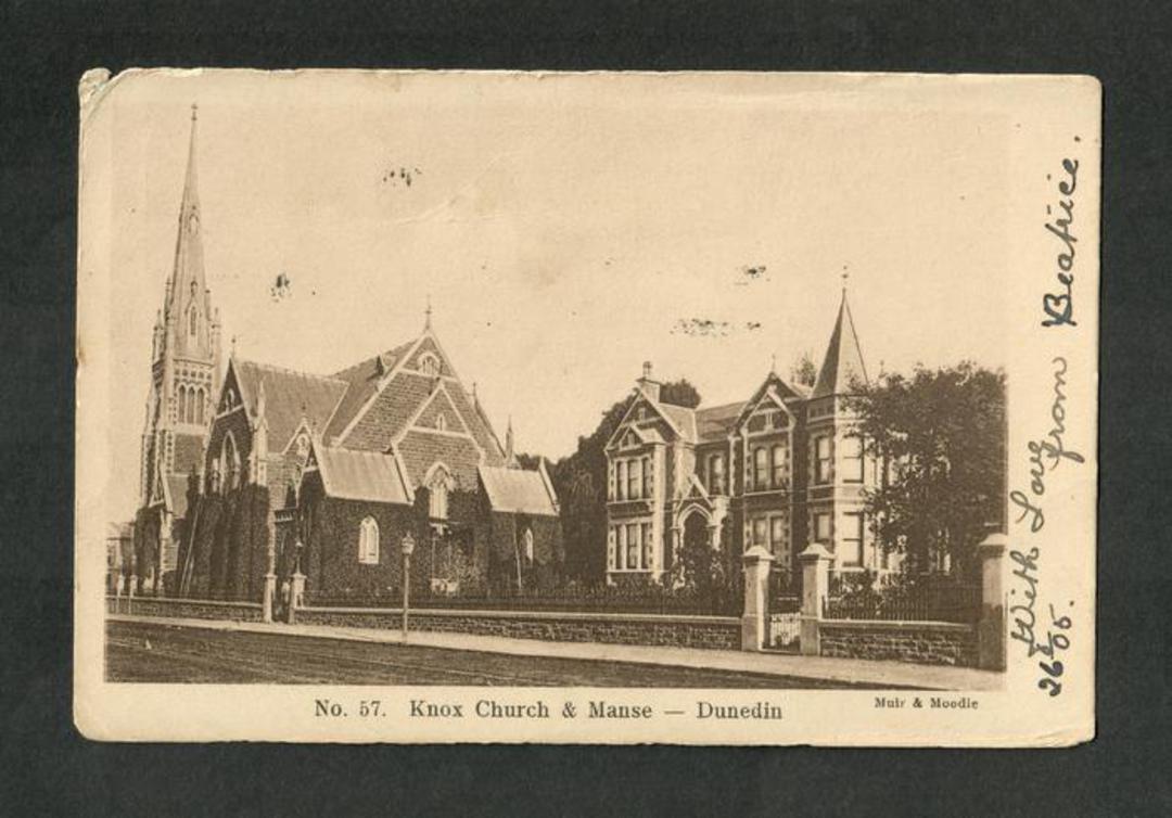 Early Undivided Postcard by Muir & Moodie of Knox Church and manse. - 249130 - Postcard image 0