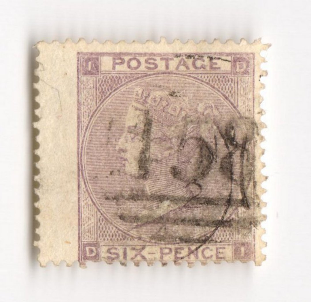 GREAT BRITAIN 1862 6d Lilac Left wing margin. Good perfs. Light postmark 158 in oval bars. Letters IDDI - 70239 - FU image 0
