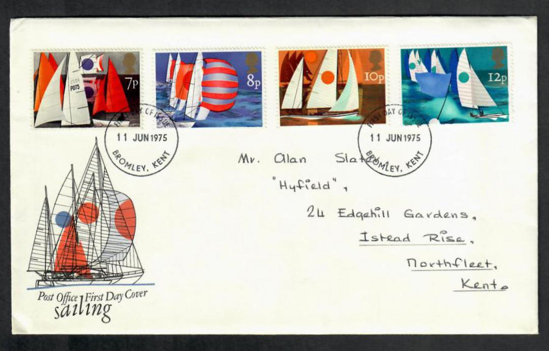 GREAT BRITAIN 1975 Yachts. Set of 4 on first day cover. - 131804 - FDC image 0