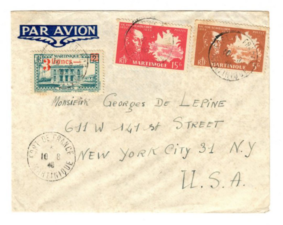 MARTINIQUE 1942 Airmail Letter from Fort de France to New York. Missent to Washington. - 37807 - PostalHist image 0