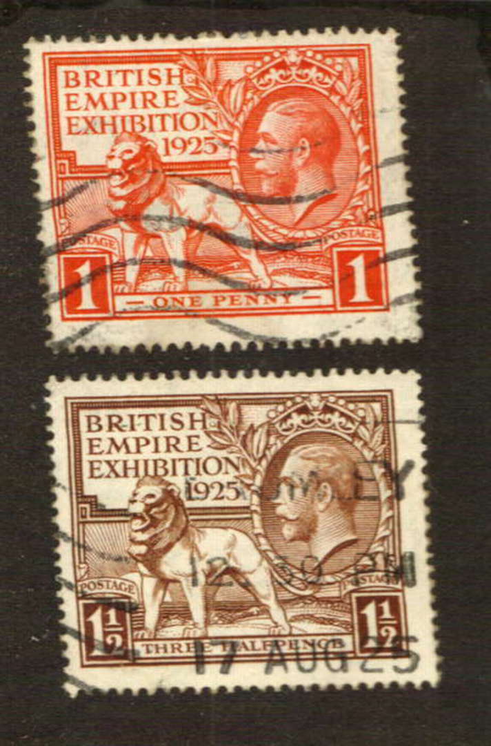 GREAT BRITAIN 1925 Wembly set of 2. Commercial wavy line cancels. Good perfs. Slightly off centre. - 74587 - Used image 0
