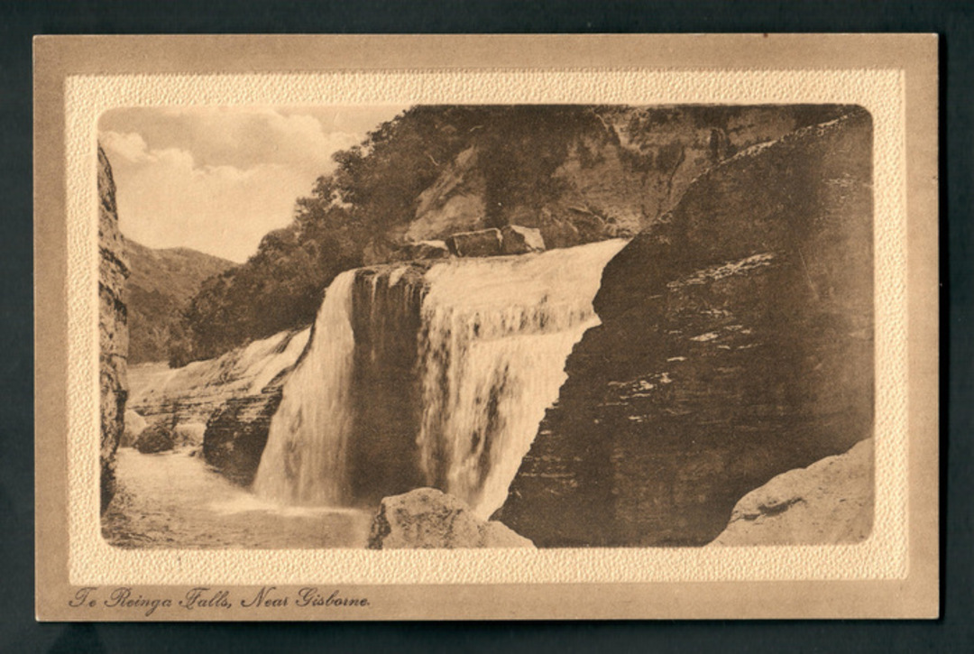 Sepia Postcard of Te Reinga Falls near Gisborne. - 48211 - Postcard image 0