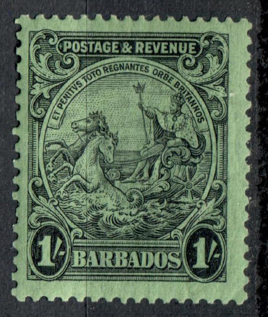 BARBADOS 1925 Definitive 1/- Black on Emerald. Perf 13½x12½. - 8278 - Mint image 0