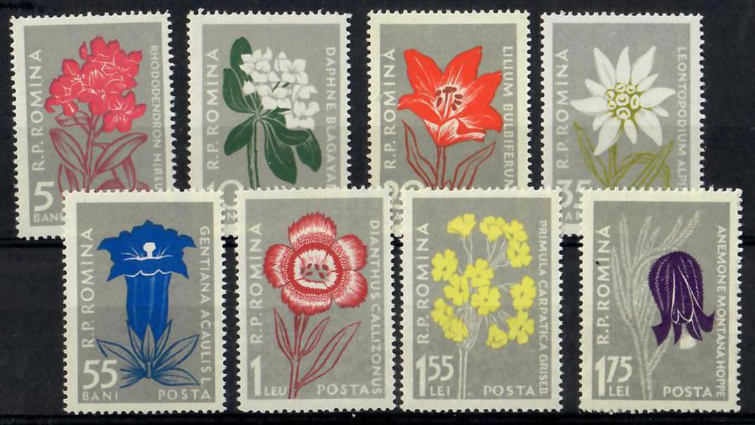 RUMANIA 1957 Flowers of the Carpthian Mountains. Set of 8. - 23759 - UHM image 0