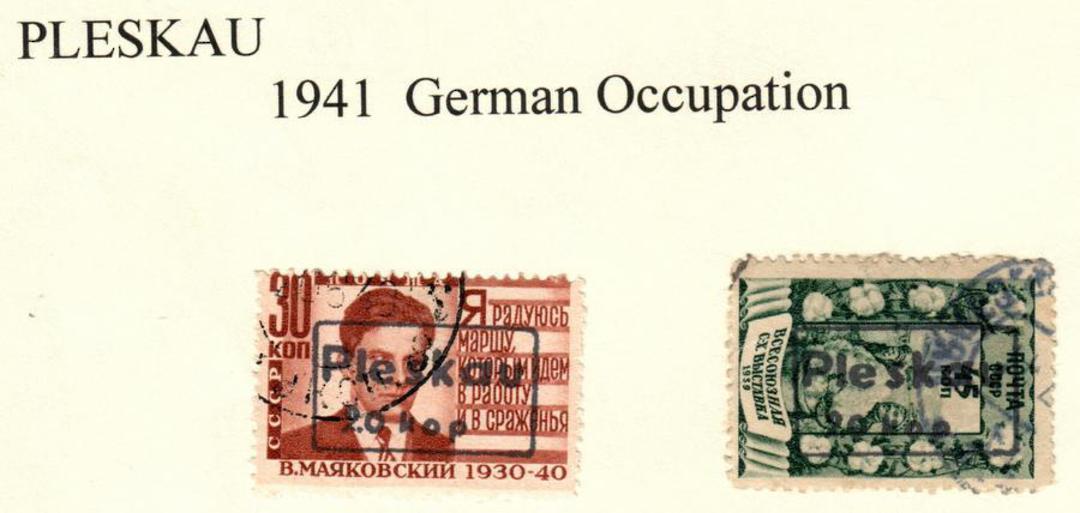 GERMAN OCCUPATION OF LITHUANIA 1941 Russian Definitives overprinted Pleskau. Set of 2. Not listed by SG. Scarce. - 58813 - VFU image 0