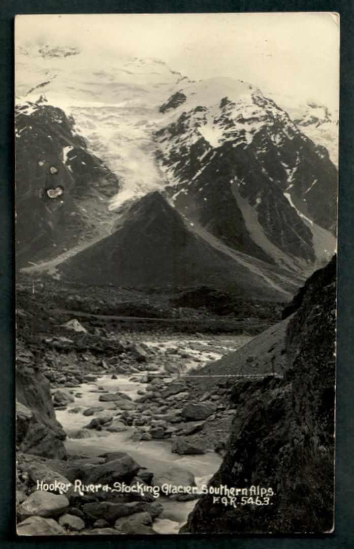Real Photograph by Radcliffe of Hooker River and Stocking Glacier. - 48886 - Postcard image 0