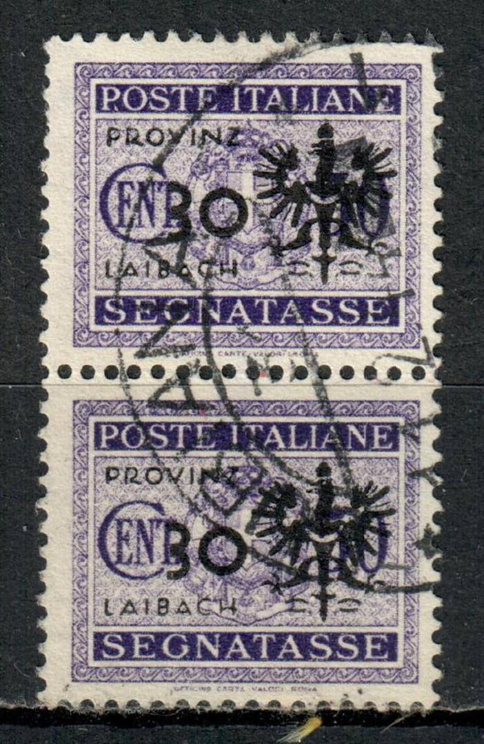 GERMAN OCCUPATION of SLOVENIA 1944 Postage Due 30c on Italy 50c Bright Violet. Joined pair. Superb. - 73556 - VFU image 0