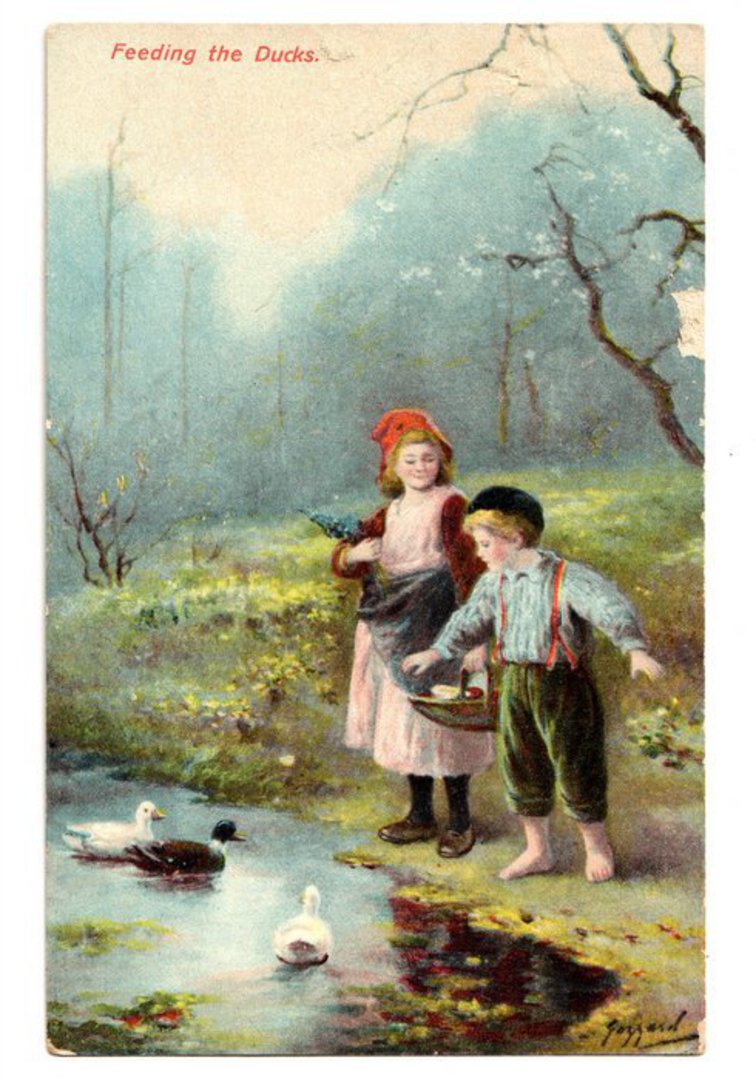 Art card. Feeding the Ducks. - 43765 - Postcard image 0