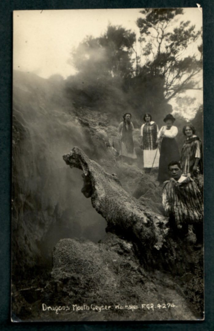 Real Photograph by Radcliffe of Dragons Mouth Geyser Wairakei. - 46663 - Postcard image 0