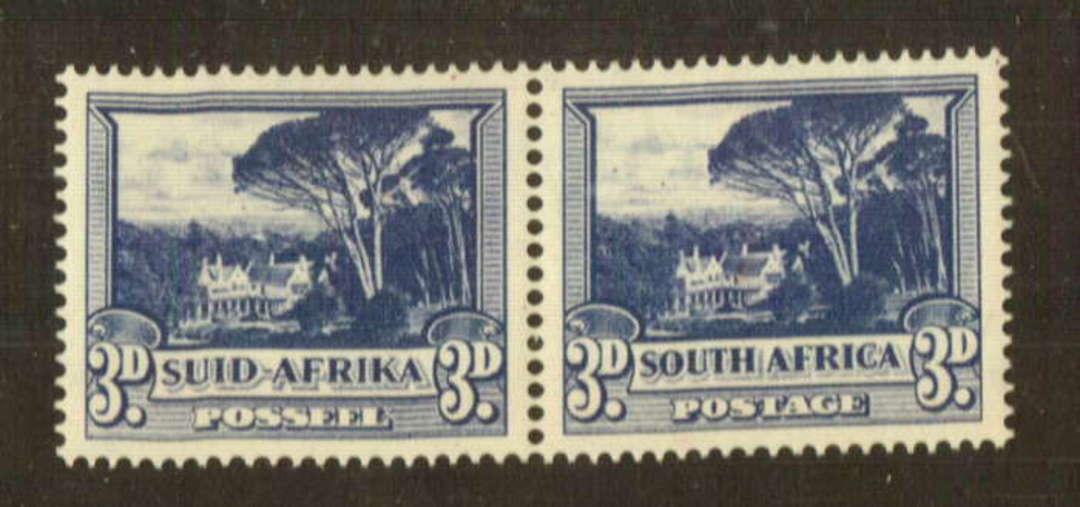 SOUTH AFRICA 1947 Definitive 3d Deep Blue. Joined pair. Very lightly hinged. - 73134 - LHM image 0