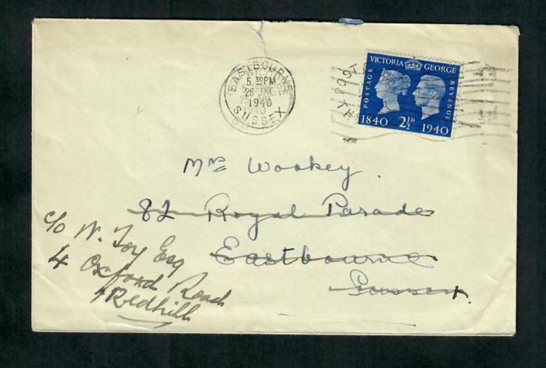GREAT BRITAIN 1940 Internal Letter 2½d Centenary of the Penny Black. Redirected. - 31778 - PostalHist image 0