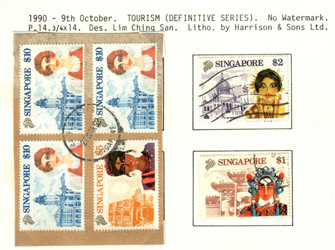 SINGAPORE 1990 Definitives. Set of 13 plus two extra copies of the $10. - 59635 - VFU image 0