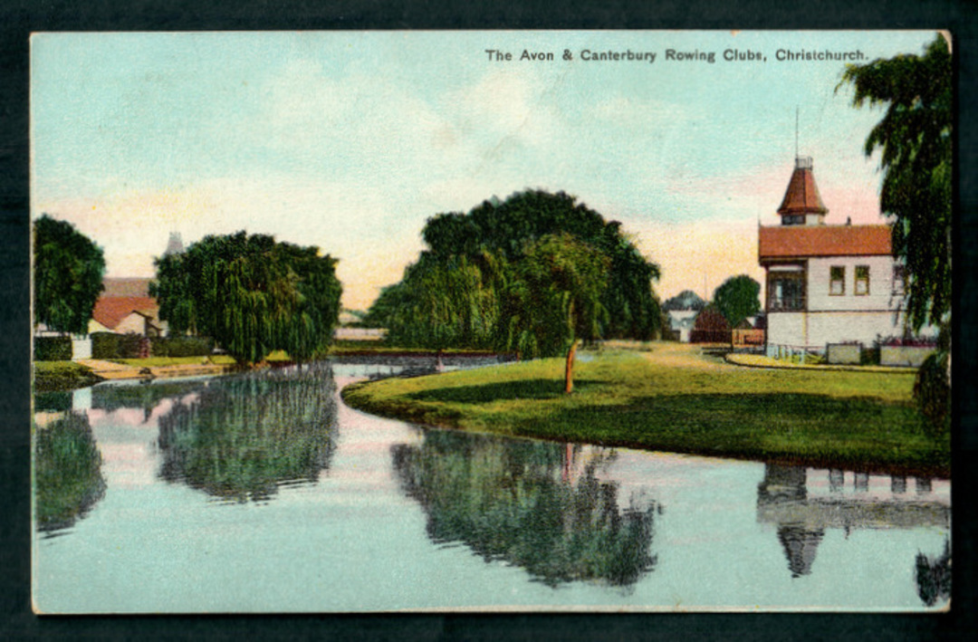 Coloured postcard of The Avon and Canterbury Rowing Clubs Christchurch - 48487 - Postcard image 0