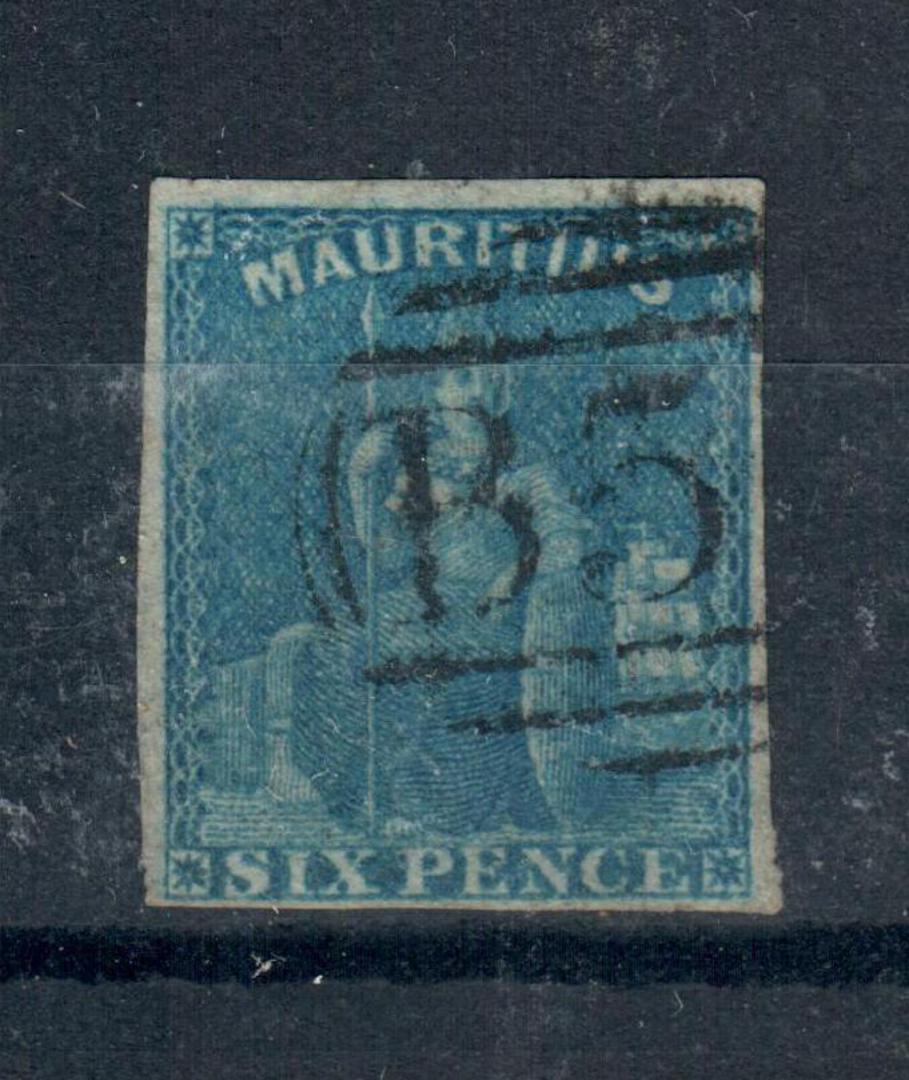 MAURITIUS 1859-61. 6d blue with four clear margins. A sound stamp. - 21012 - FU image 0