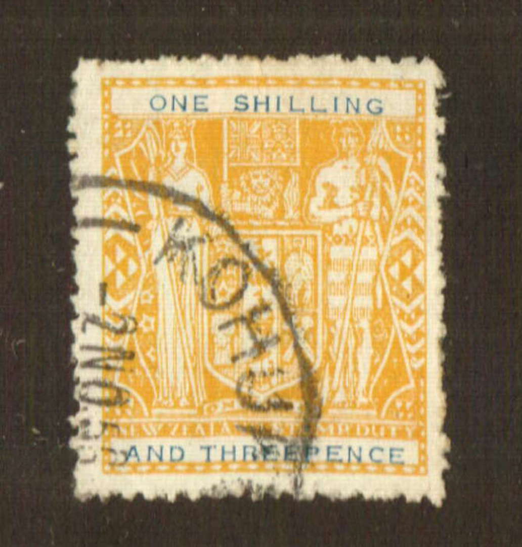 NEW ZEALAND 1956 Arms 1/3 Orange-yellow with Lettering in Blue. - 71276 - Used image 0