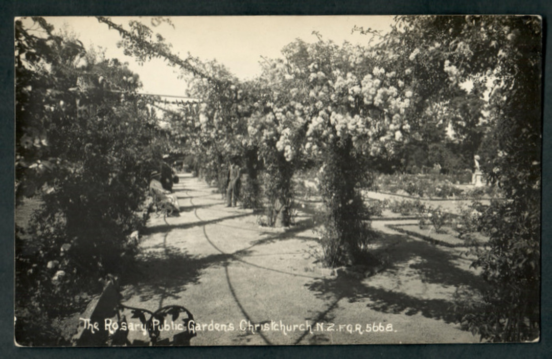 Real Photograph by Radcliffe of The Rosary Public Gardens Christchurch. - 48398 - Postcard image 0