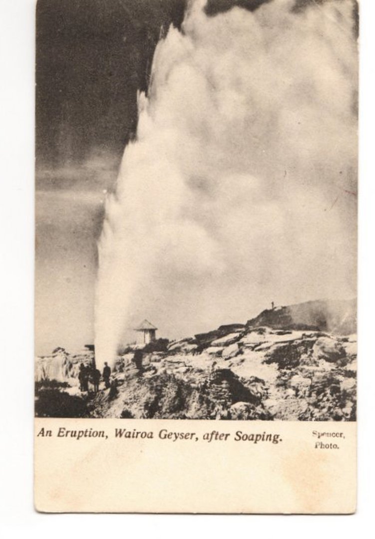 Postcard of Eruption Wairoa Geyser after soaping. - 46177 - Postcard image 0