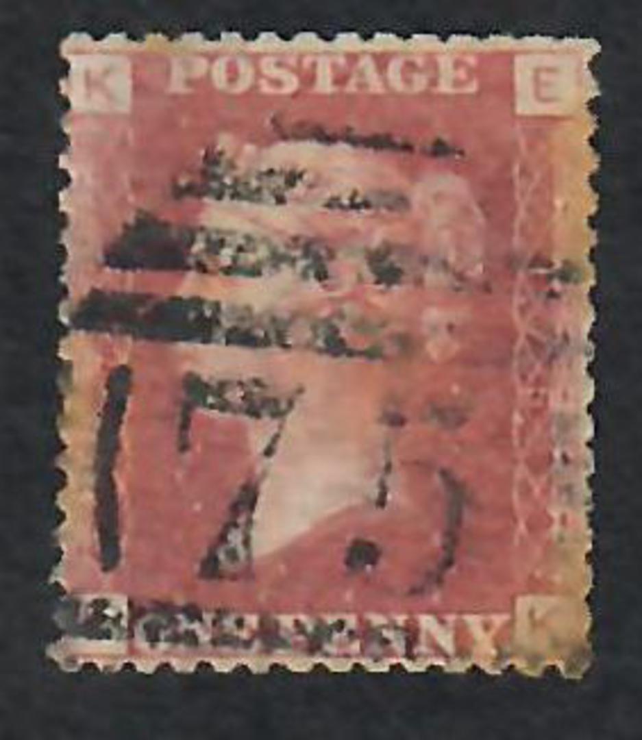 GREAT BRITAIN 1858 1d Red Plate 175 Letters KEEK. - 70175 - Used image 0