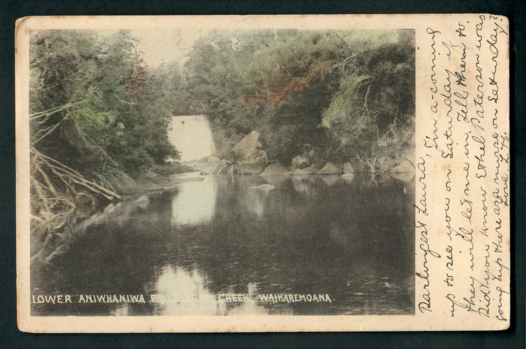 Early Undivided Postcard of Lower Aniwaniwha Falls Lake Waikaremoana. - 48209 - Postcard image 0