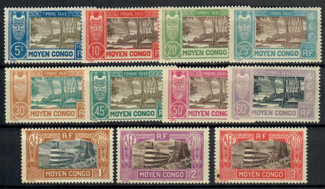 MIDDLE CONGO 1930 Postage Due. Set of 11. Top value has a fault. - 24508 - Mint image 0