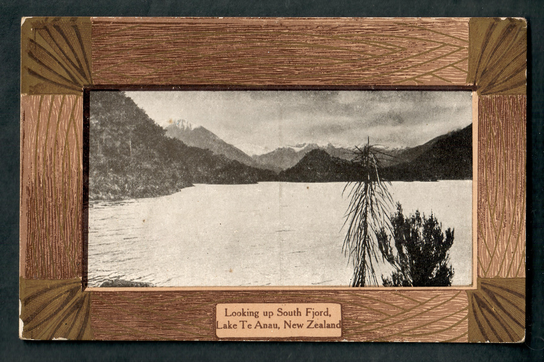 Framed Postcard. Looking up the South Fjord Lake Te Anau. - 49341 - Postcard image 0