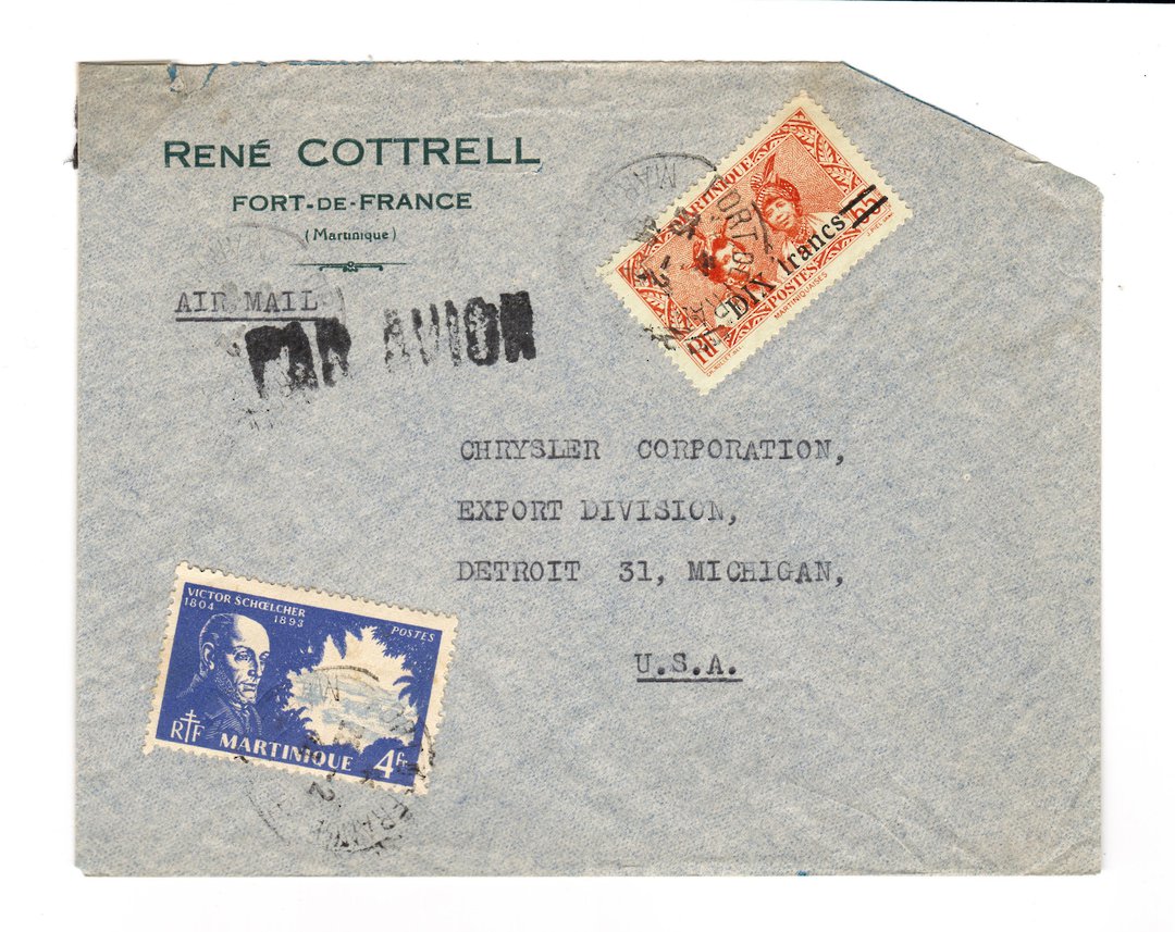 MARTINIQUE 1946 Airmail Letter from Fort de France to USA. - 37801 - PostalHist image 0