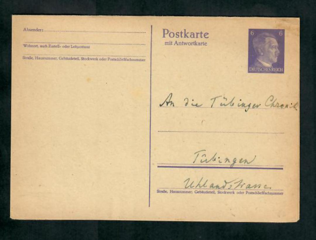 GERMANY 1941 Postkarte mit Antwortkarte 6 pf Purple. - 31336 - PostalHist image 0