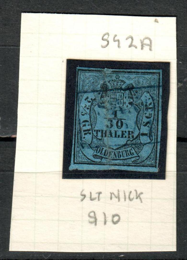OLDENBURG 1852 Definitive 1/30 th Black on Blue. Margins not complete. From the collection of H Pies-Lintz. - 77451 - GU image 0