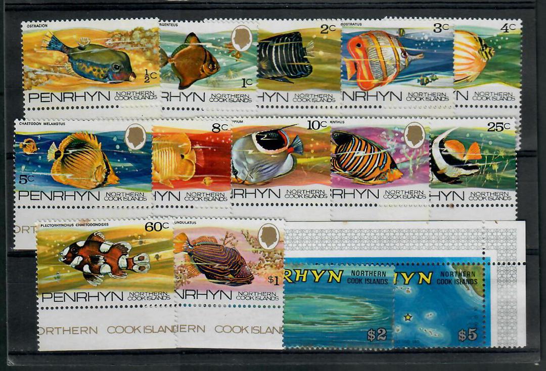 PENRHYN 1974 Definitives Fish and Maps. Set of 14. - 21744 - UHM image 0