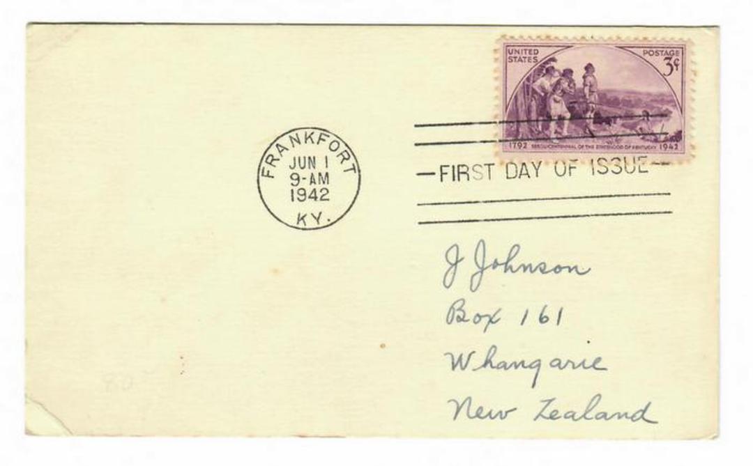 USA 1942 150th Anniversary of Kentucky on first day card. Very tidy. - 31105 - FDC image 0