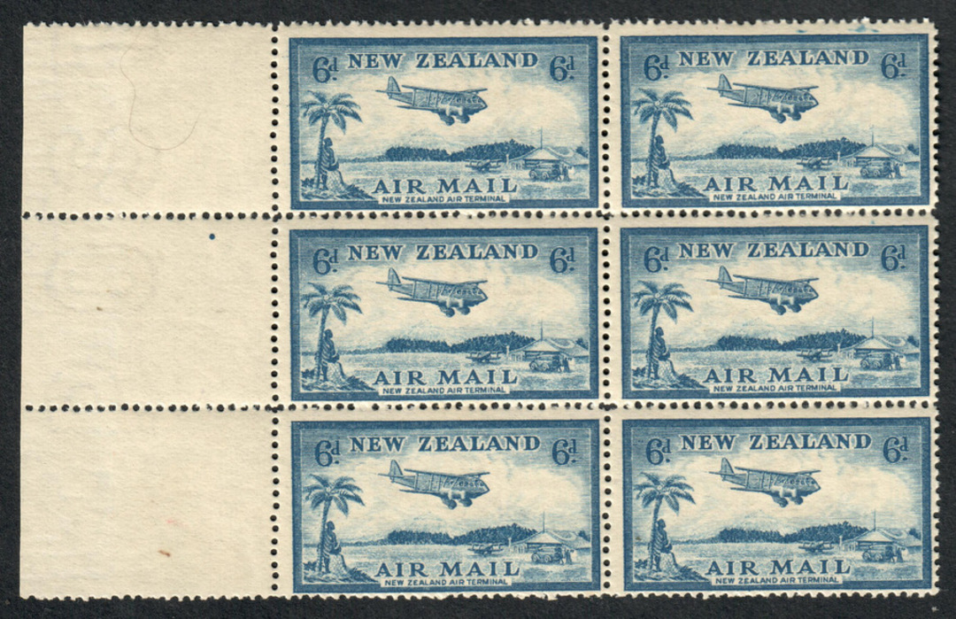 NEW ZEALAND 1935 Airmail 6d Blue. Block of 6. - 57818 - UHM image 0