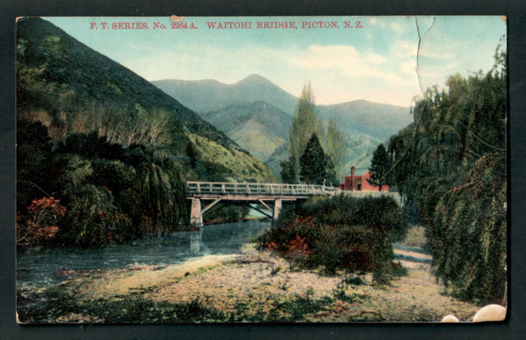 Coloured postcard of Waitohi Bridge Picton. - 48712 - Postcard image 0