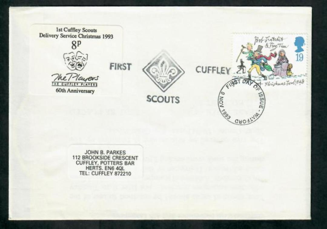 GREAT BRITAIN 1993 1st Cuffley Scouts Christmas Delivery Service. Special Postmark on cover. - 30367 - PostalHist image 0