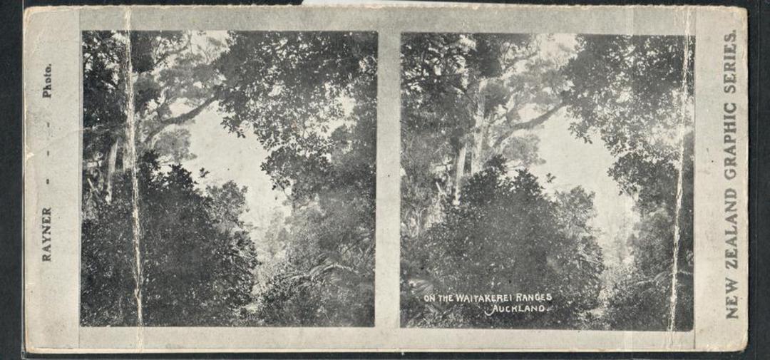 Stereo card New Zealand Graphic series. On the Waitakerei Ranges. Damage. - 140089 - Postcard image 0