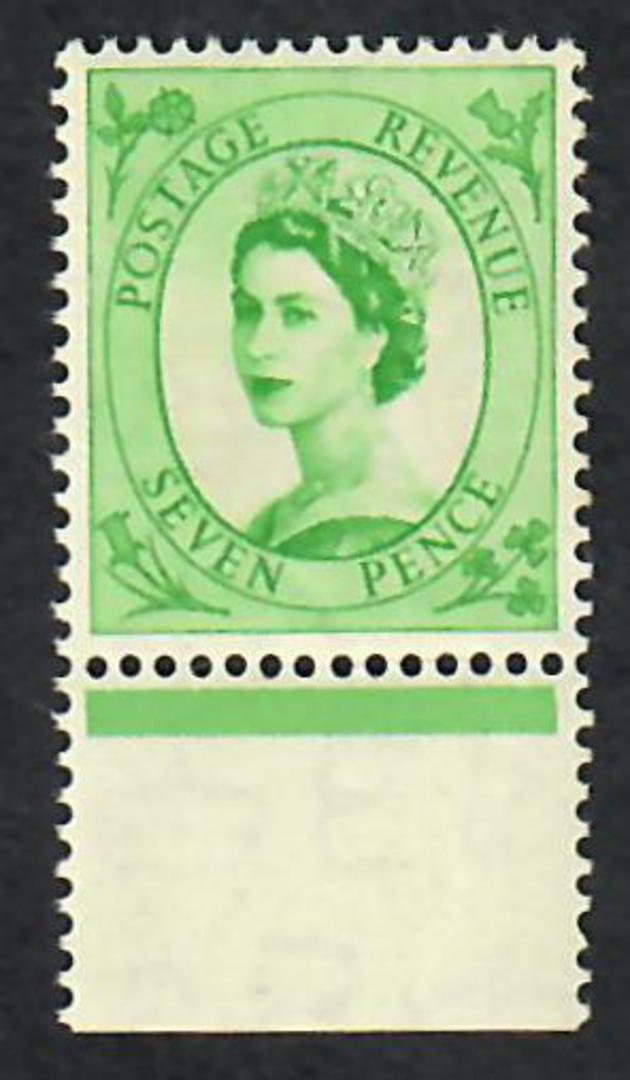 GREAT BRITAIN 1955 Elizabeth 2nd 7d Bright Green. Watermark 165 St Edwards Crown. - 70334 - UHM image 0