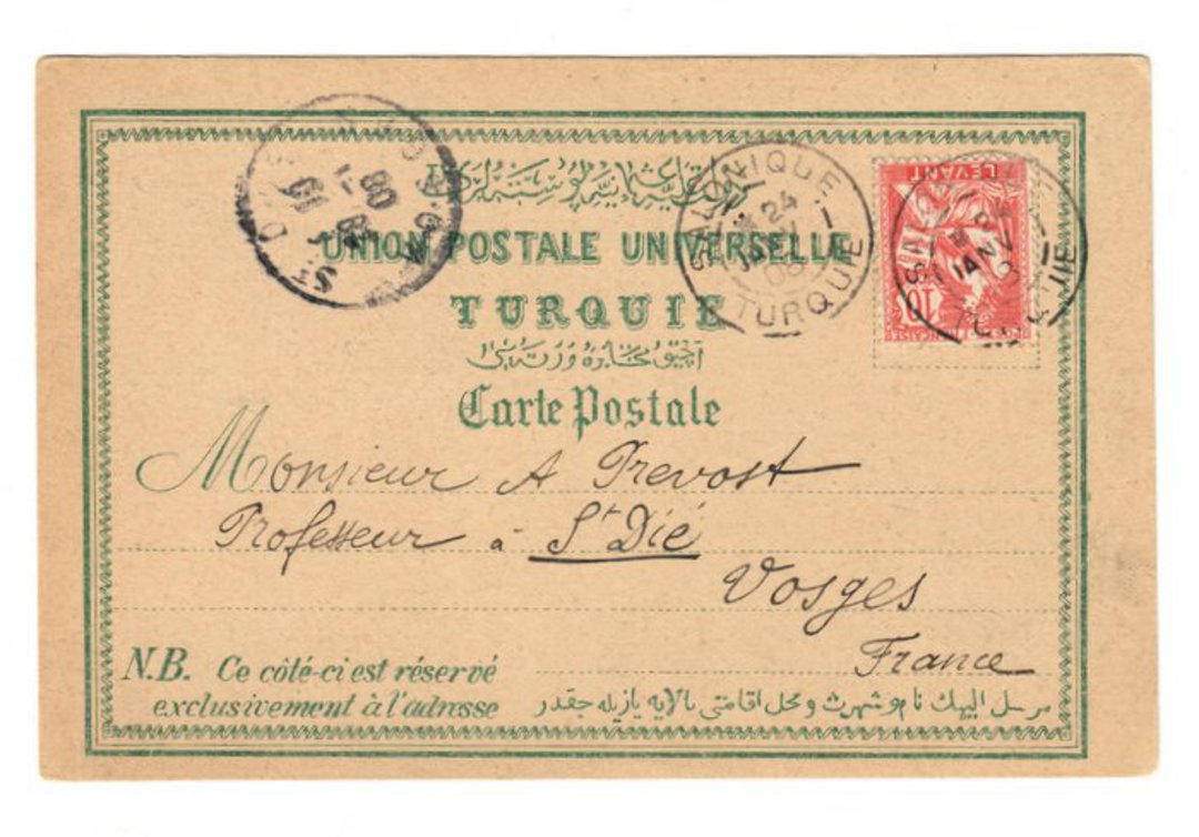 LEVANT 1908 Carte Postale to France. - 37558 - PostalHist image 0